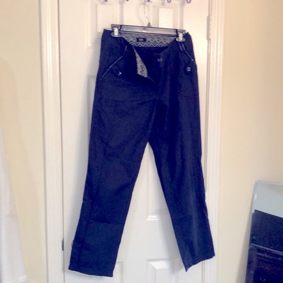 F&F Ladies size 10 Navy blue Cargo capri pants with white stitching. - Picture 3 of 6